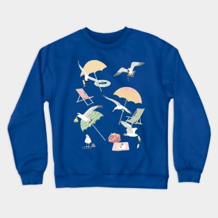 Seagulls Stealing Food on the Beach Crewneck Sweatshirt